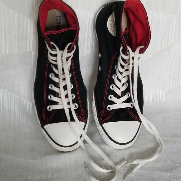 Converse Chuck Taylor All Star High Top Sneakers Black and Red Men's Size 10 - Picture 4 of 15